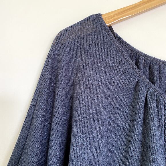 NWT Free People Women's Marla Oversized Henley Top in Poppy Seed Blue Small - Picture 5 of 12